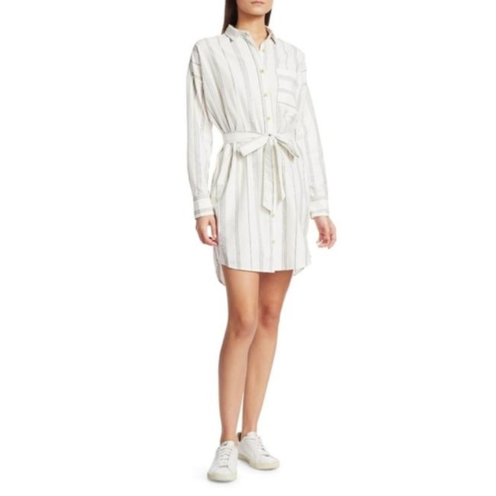 ATM Anthony Thomas Melilla Belted Stripe Shirt Dress